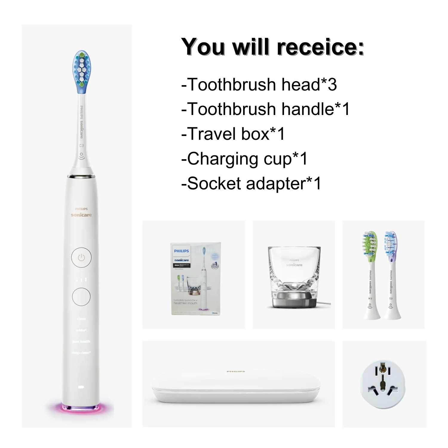 Philips Sonicare DiamondClean Electric Toothbrush HX9903, Ersonalized Coaching, 4 Modes, 3 Intensities