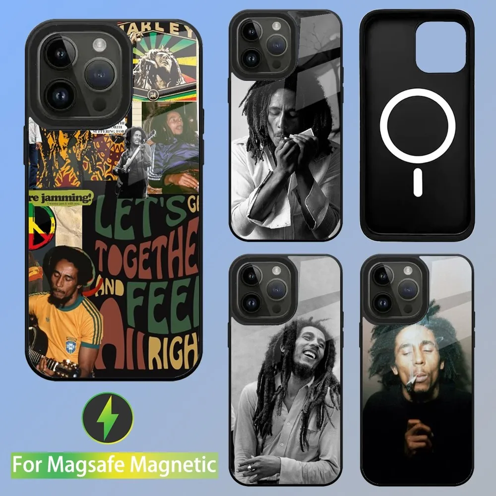 Singer Bob Marley Phone Case For iPhone 15,14,13,12,11,Plus,Pro,Max Mini Magsafe Magnetic Wireless Charging