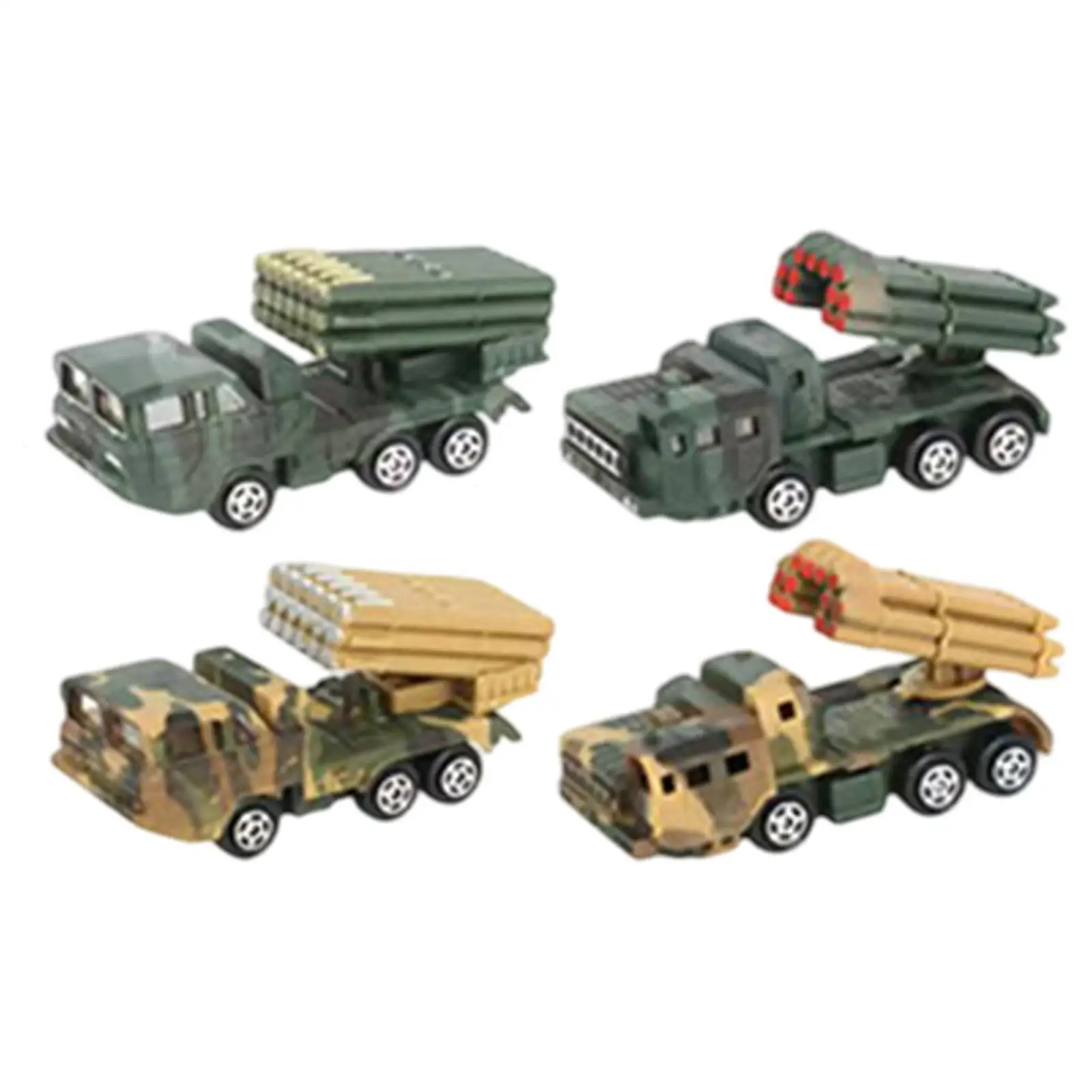 4 Pieces 1/64 Scale Miniature Truck Models Collection Miniature Scene Decor Gift Mini Vehicle Car Model for Children Kids Boys