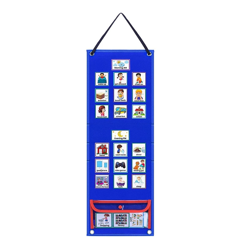 

Visual Schedule For Kids Daily Routine Chart With 70 Cards Calendar Pocket Autism Learning Behavioral Tool For School