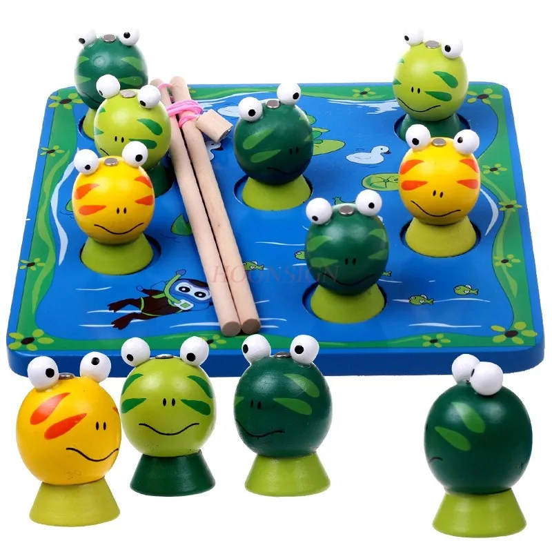 Early education 3D three-dimensional magnetic fishing frog fishing game Tongyi intelligence toy