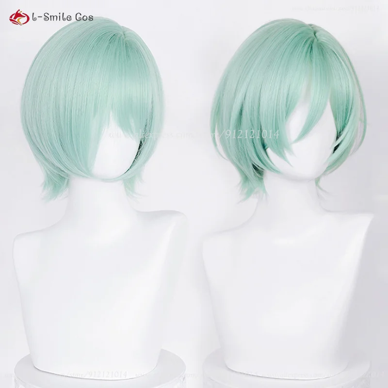  ES Kazehaya Tatsumi Cosplay Wig 30cm Cyan Wig Heat Resistant Synthetic Hair Halloween Party Cosplay Anime Wigs