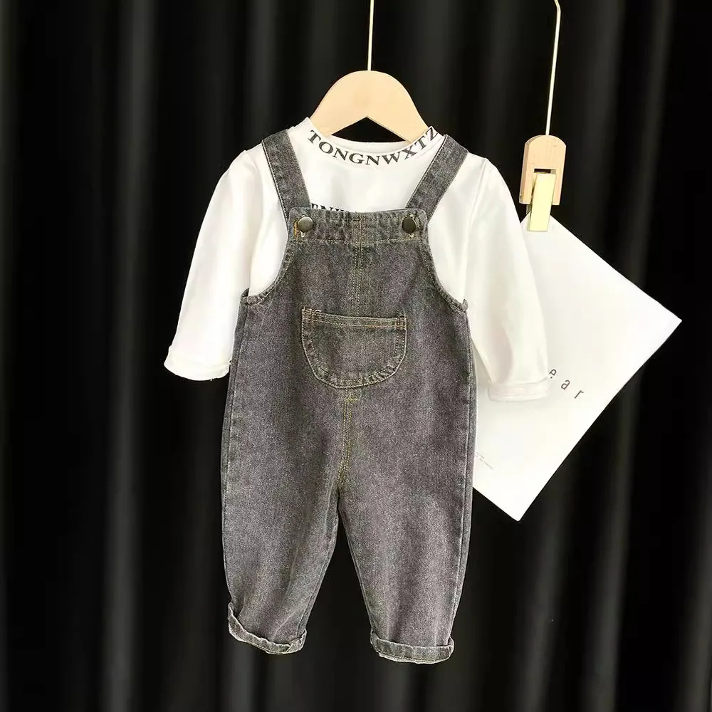 Baby Girls Overalls Spring Autumn New Solid Pocket Exterior Children Girls Suspender Pants Casual Cotton Kid Girls Strappy Pants