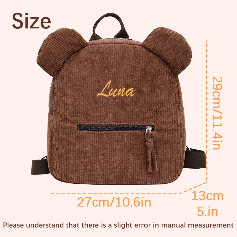 Customised Embroidery/Standard Style 2 Options，Cartoon Teddy Bear Backpack, Cute Casual Backpack, Back-to-School Season, Gift