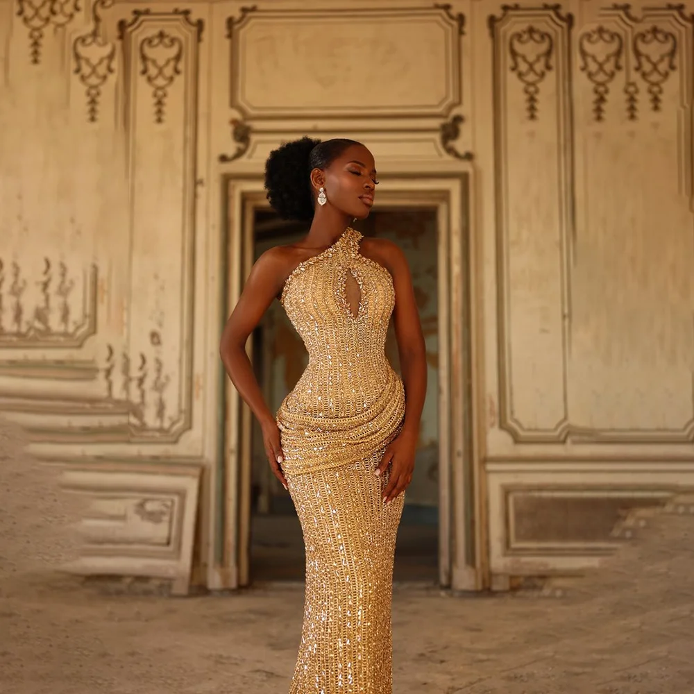 Luxury Full Heavy Handmade Evening Dresses Mermaid Crystals Shiny Prom Dresses Grand Event Gowns Robes De Soirée Customized