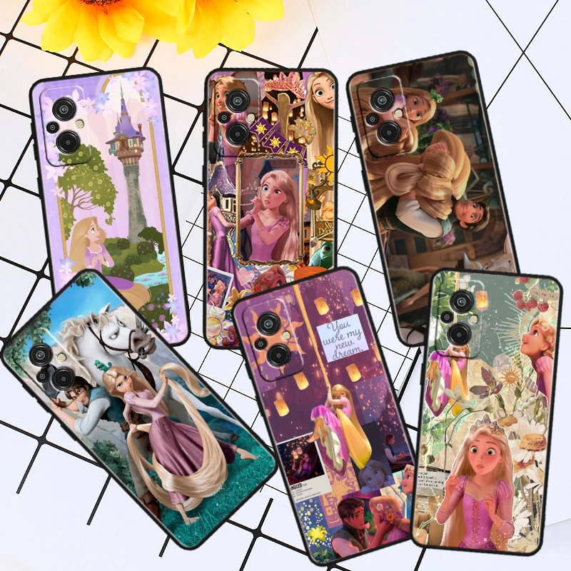 Disney Beautiful Tangled Black Phone Case For Xiaomi Redmi 10 12 13 C GO K10 30 40 50 60 Pro Gaming ULTRA Shell Soft Cover Capa