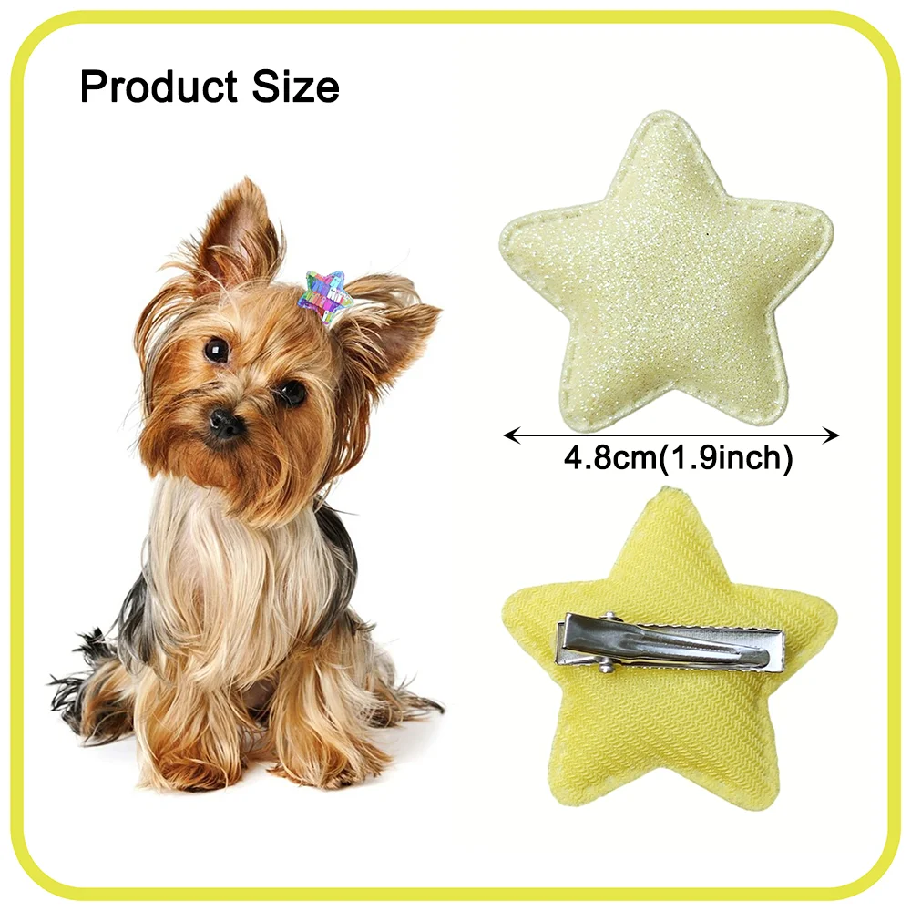 10pcs Cute Dog Hair Clips Pet Hairpin 9 Styles Star Shape Barrettes For Small Dog Puppy Hair Accessories Yorkshire Grooming Bows