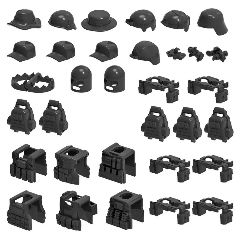 33pcs MOC Military Army Soldiers helmet Vest Weapon Equipment Accessories Building Block Bricks Set Toys Juguetes