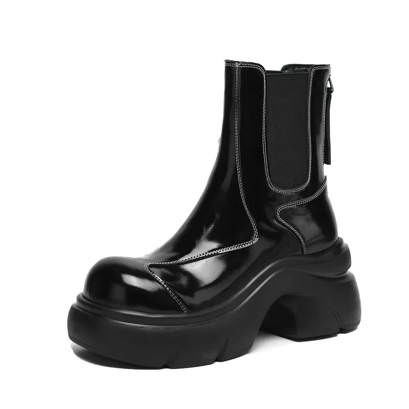 

Platform Ankle Boots Genuine Leather Fashionable Chelsea Boots Autumn-winter Women Shoes