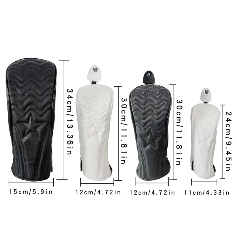 Golf Wood Cover 2 Color For Driver Fairway Hybrid Waterproof Protector Set Golf Headcover PU Leather Golf Club Covers