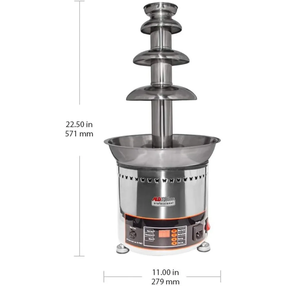 Chocolate Fountain | Stainless Steel Chocolate Fondue Fountain with | Digital Control | 110V (4 Tiers)