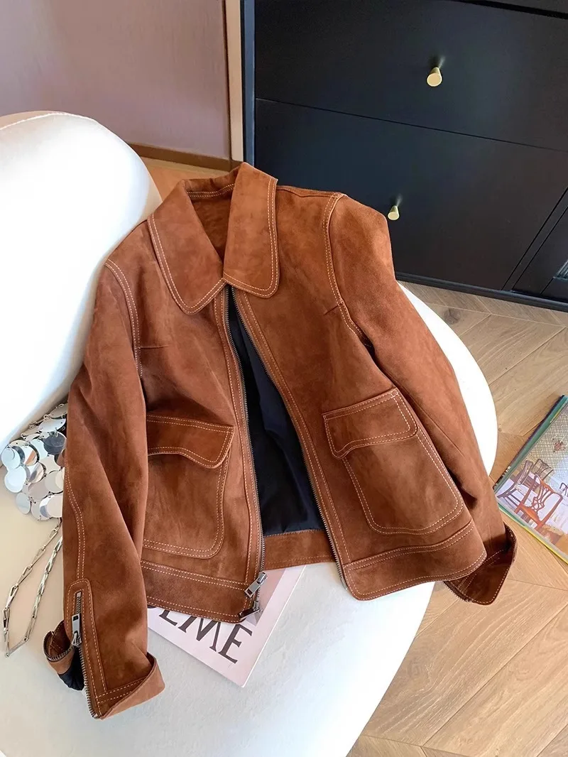 Faionable Cappotto in pelle scamosciata ort Jaet Uomo Donna Primavera Autunno Sli Versatile Top dimagrante Materiale Quali Casual Sle