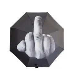 Manual Umbrella Rain Middle Finger Umbrella Women men Windproof Folding Parasol Personality Black Middle Finger Umbrellas Male