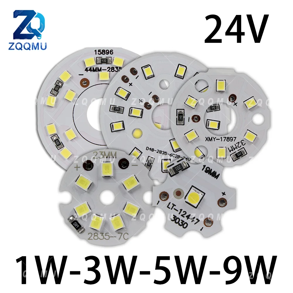 10PCS DC24V 1W 3W 5W 9W LED Chip Module Round Panel Light SMD PCB Board DIY Downlight Spotlight Cabinet Shelf Ceiling Indoor
