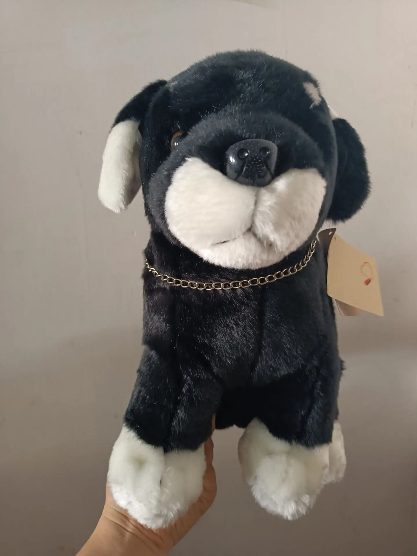 lovely plush dog toy high quality squating black dog doll gift about 35x30cm