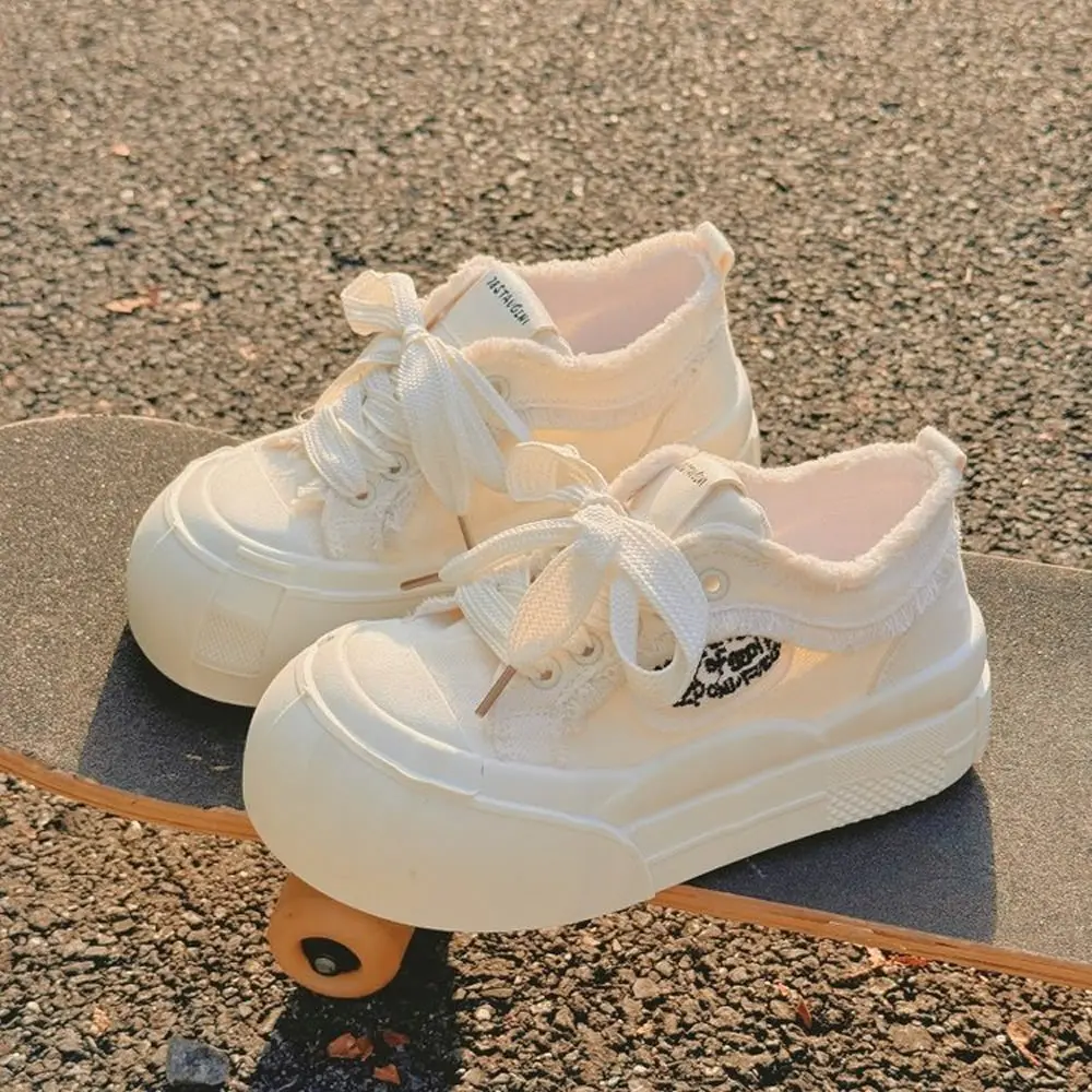 

Women's Thick Bottom Canvas Sneakers Casual Sport Shoes Hong Kong Style Spring Autumn New Model Versatile Leisure Shoes