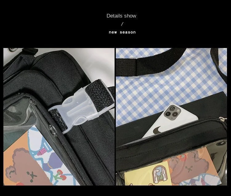 Kawaii Itabag im japanischen Stil für Puppen, große Handtaschen, neue Nylon-Schultaschen für Mädchen im Teenageralter, Umhängetasche, JK-Umhängetasche – Detail 2