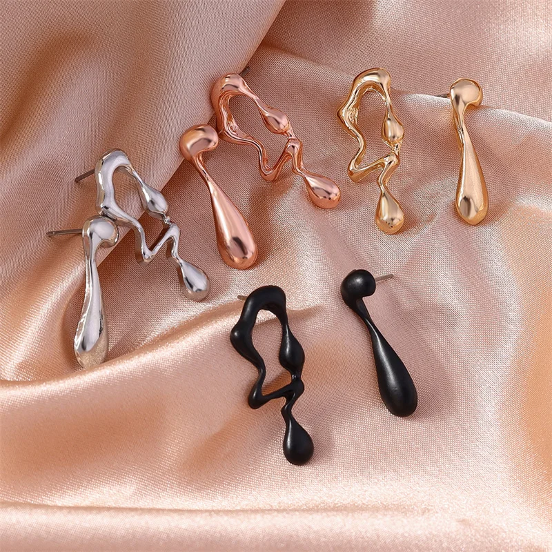 Aihua Minimalistischen Unregelmäßige Hohl Geometrie Metall Stud Ohrringe Punk Aussage Gold Farbe Ohrring Frauen Ohr Schmuck – Detail 7