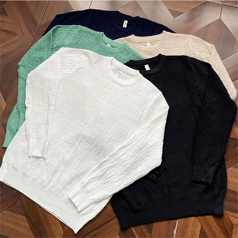 

Мужской осенне-зимний тонкий вязаный свитер с текстурной подкладкой из флиса, вышивкой, молодежный, модный, для ношения под одеждой