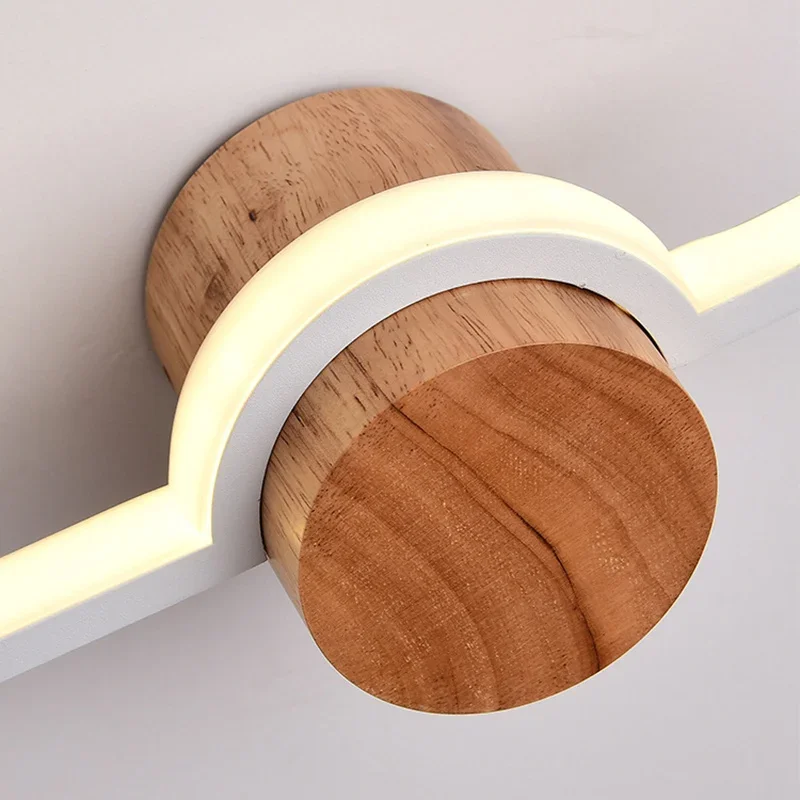 Modern LED Wall Sconce for Bedroom & Living Room, Wooden Fixture 4
