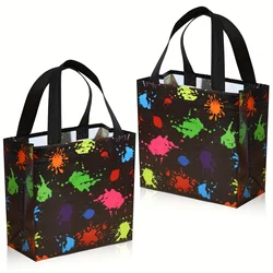 10 fluorescent party gift bags, compact 3D party supplies, non-woven reusable gift bags, tote bags, birthday party decorations