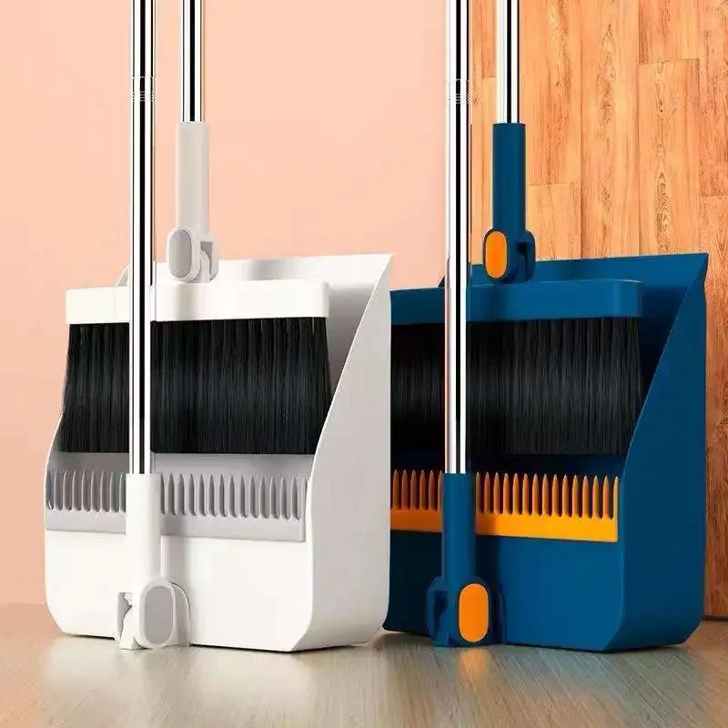 Two piece broom set, three color dustpan combination, household sweeping broom, folding broom, wiper, dustpan, garbage shovel image 4