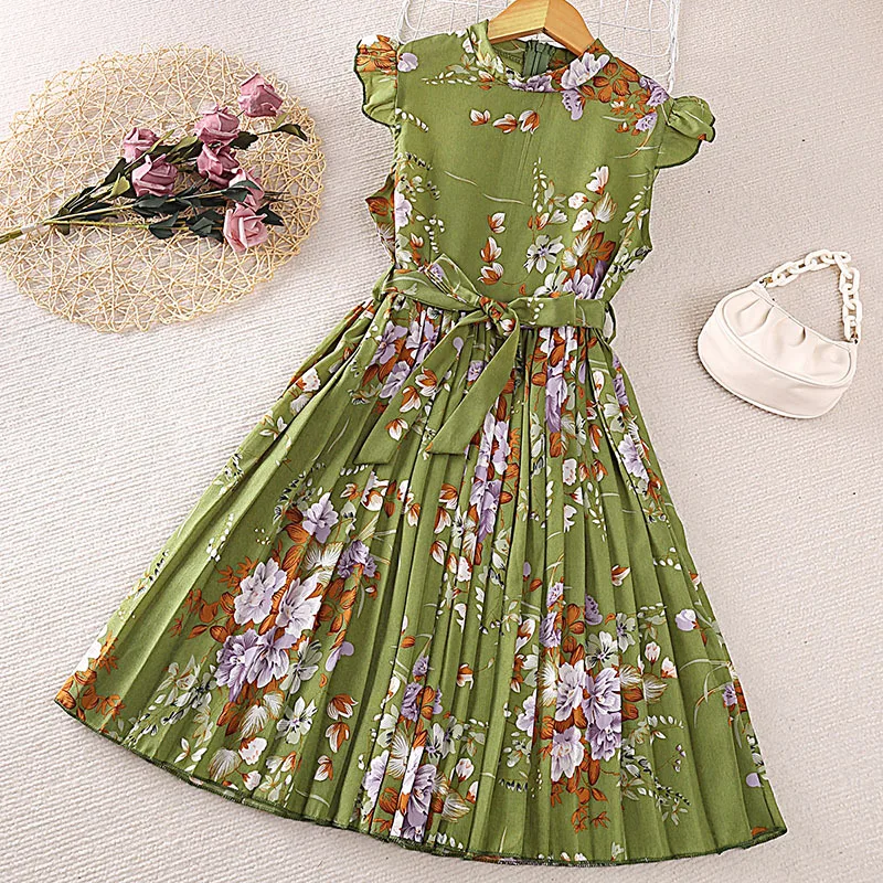 4-12 Years Flowers Girls Dress Summer Sleeveless Fashion Elegant Little Princess Dress Birthday Dance Party Gifts Kids Clothes