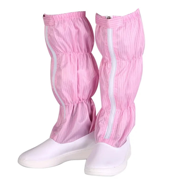 Anti static high boots, soft and breathable PVC, anti slip and dustproof flat shoes, clean room PVC soles