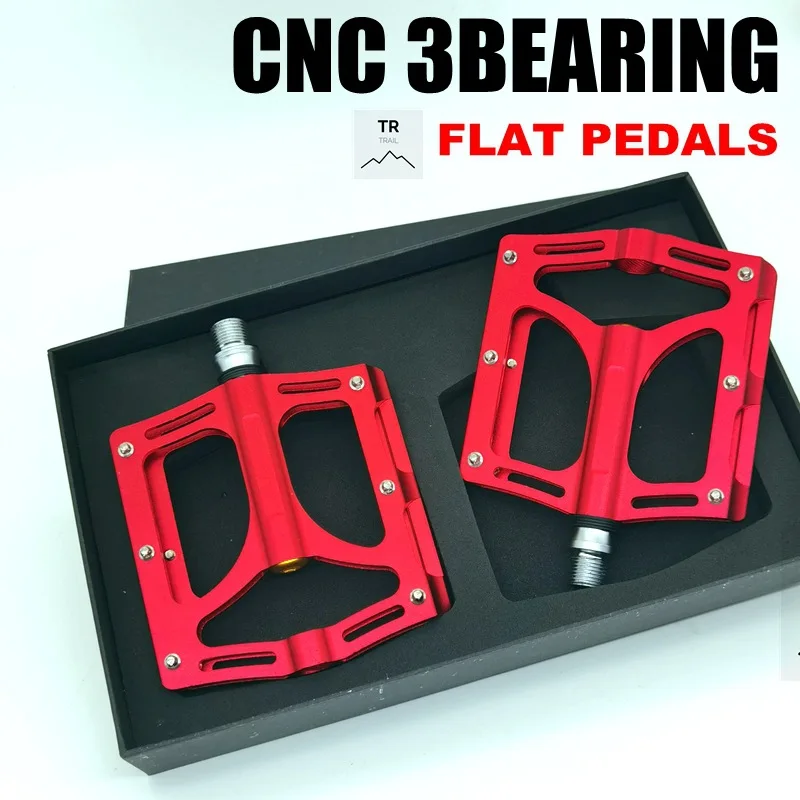Pedales de bicicleta de montaña de aluminio CNC, pedales planos de bicicleta mtb con 3 rodamientos de sellado, plataforma ancha 11x10,5mm para bicicleta BMX/DH
