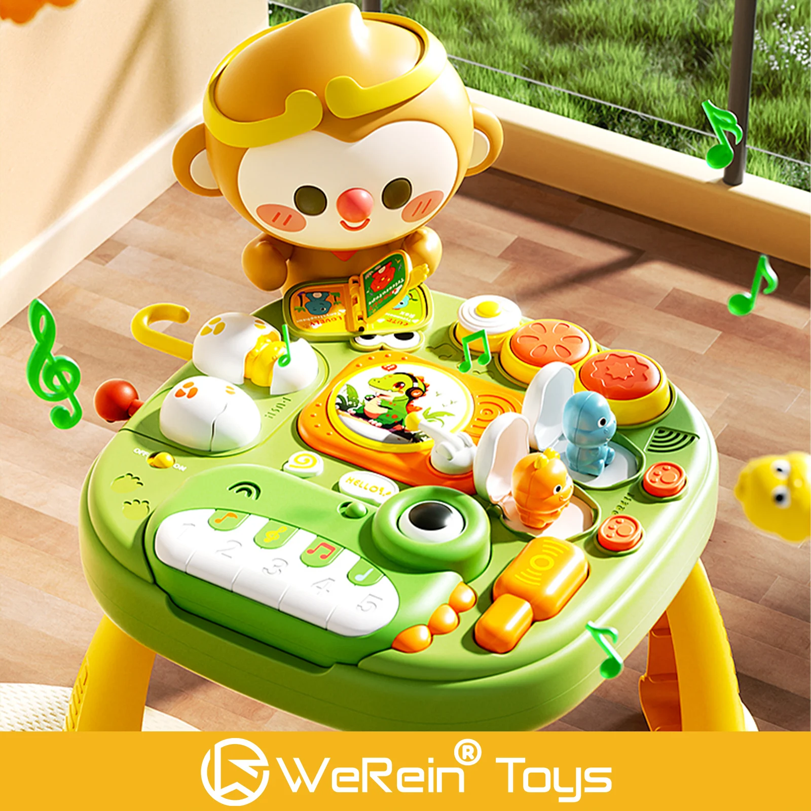 Boîte occupée sur le thème des dinosaures pour nourrissons et tout-petits, avec mécanisme de cache-cache musical, jouet éducatif pour plusieurs voies de jeux