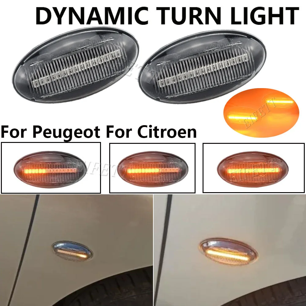 

NEW 1Pair For Peugeot 1007 107 108 206 301 307 407 4007 607 Partner Expert Traveller LED Dynamic Turn Signal Side Marker Light