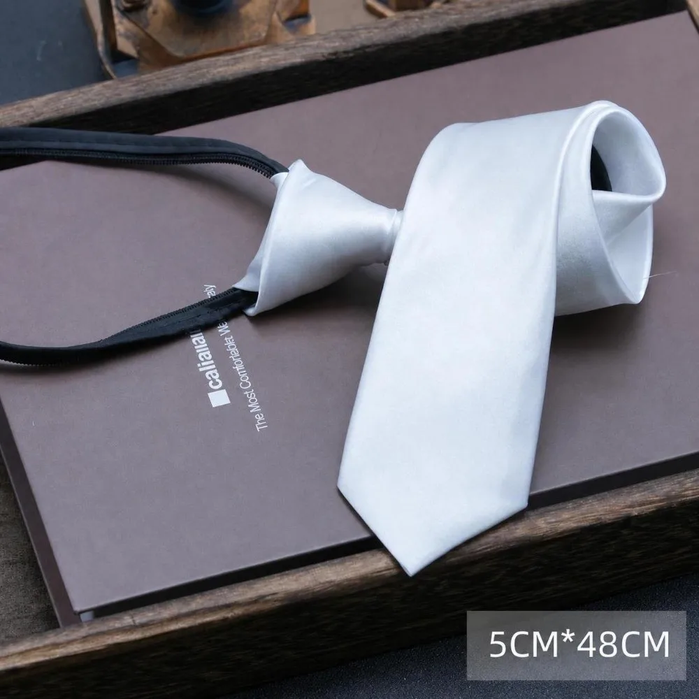 New Unisex Zipper Tie Clip on Matte Finish Suit Zipper Neckties Adjustable Solid Color Lazy Neck Ties For Men Women