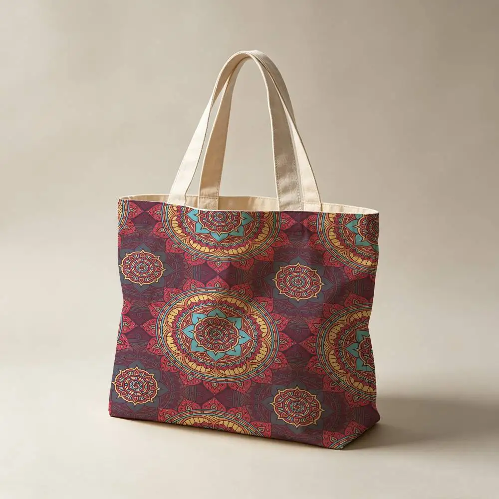 Strange Flower Patterns Canvas Tote Bag Waterproof Lining Large Capacity Reusable Shopping Bags Casual Student Daily Handbag