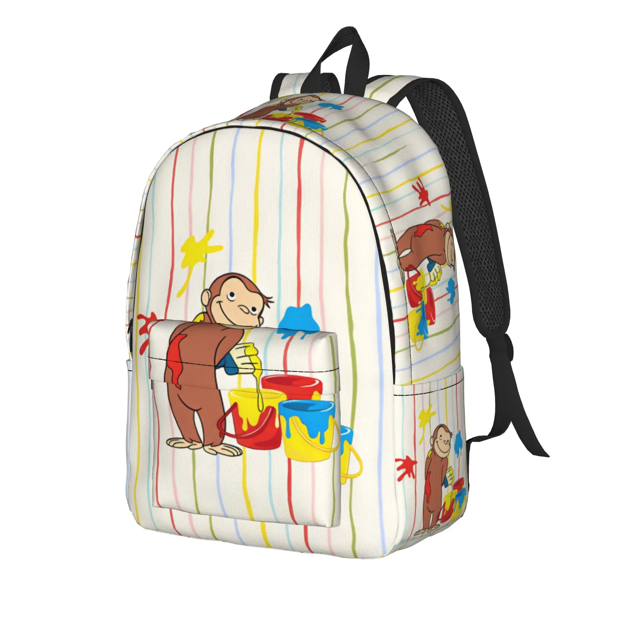 Curious George Monkey Backpack  Youth Polyester Cycling Backpacks Durable Kawaii High School Bags Rucksack