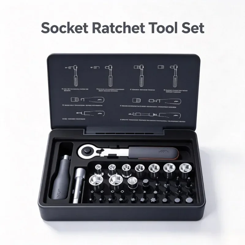 Jimihome R42 Ratchet Screwdriver Set  42 in 1 Magnetic Bits Wrench Semi-automatic Multi-purpose Sleeve Toolbox Repair Tool Kit