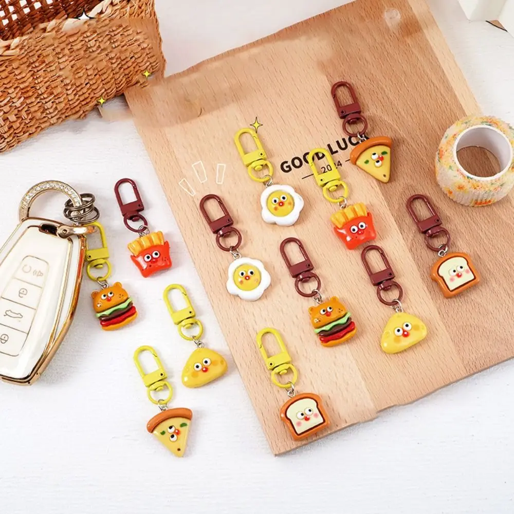 Bag Accessories Gifts Soft Pendant Key Chain Cute Fun Food Small Pendant Hamburger Eggs Car Key Holder Schoolbag