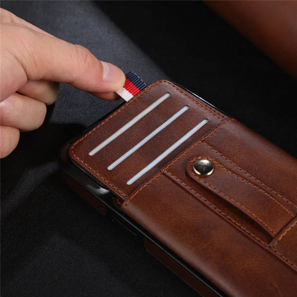 Кожаный чехол-подставка для телефона для iPhone 17 16 Pro Max 17 Air 16e 15 14 Plus 13 12 11 X XS Max Роскошный чехол-кошелек для карт