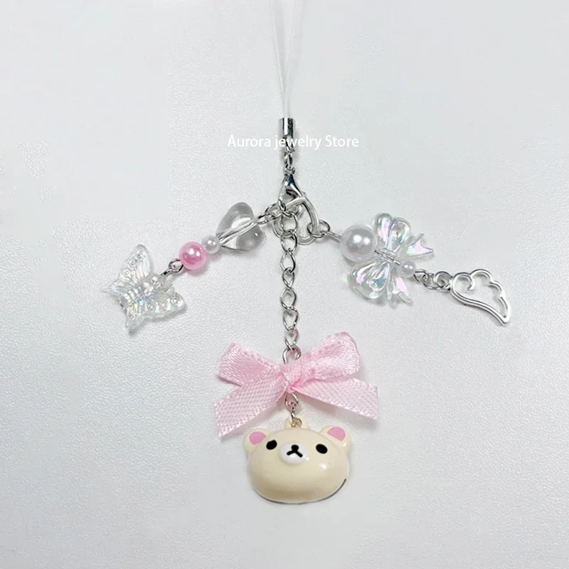 Bear Pendant Beaded Phone Charm Y2K Keychain Original design 1PCS