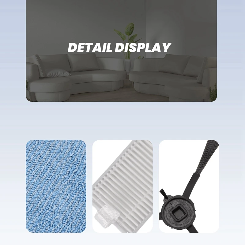 YCOC-For EZVIZ RE4 / RE4 Plus / RE5 / RE5 Plus فرشاة جانبية رئيسية ممسحة قماش فلتر Hepa ملحقات قطع غيار بديلة