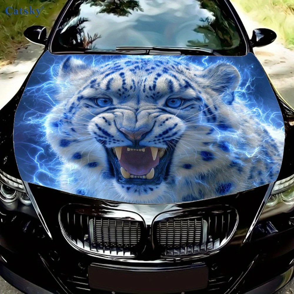 

Lightning Snow Leopard Car Hood Wrap-PVC Material, Gift For Car Enthusiasts, Fits Trucks & Cars, Custom Vehicle Bonnet Wrap, Sun
