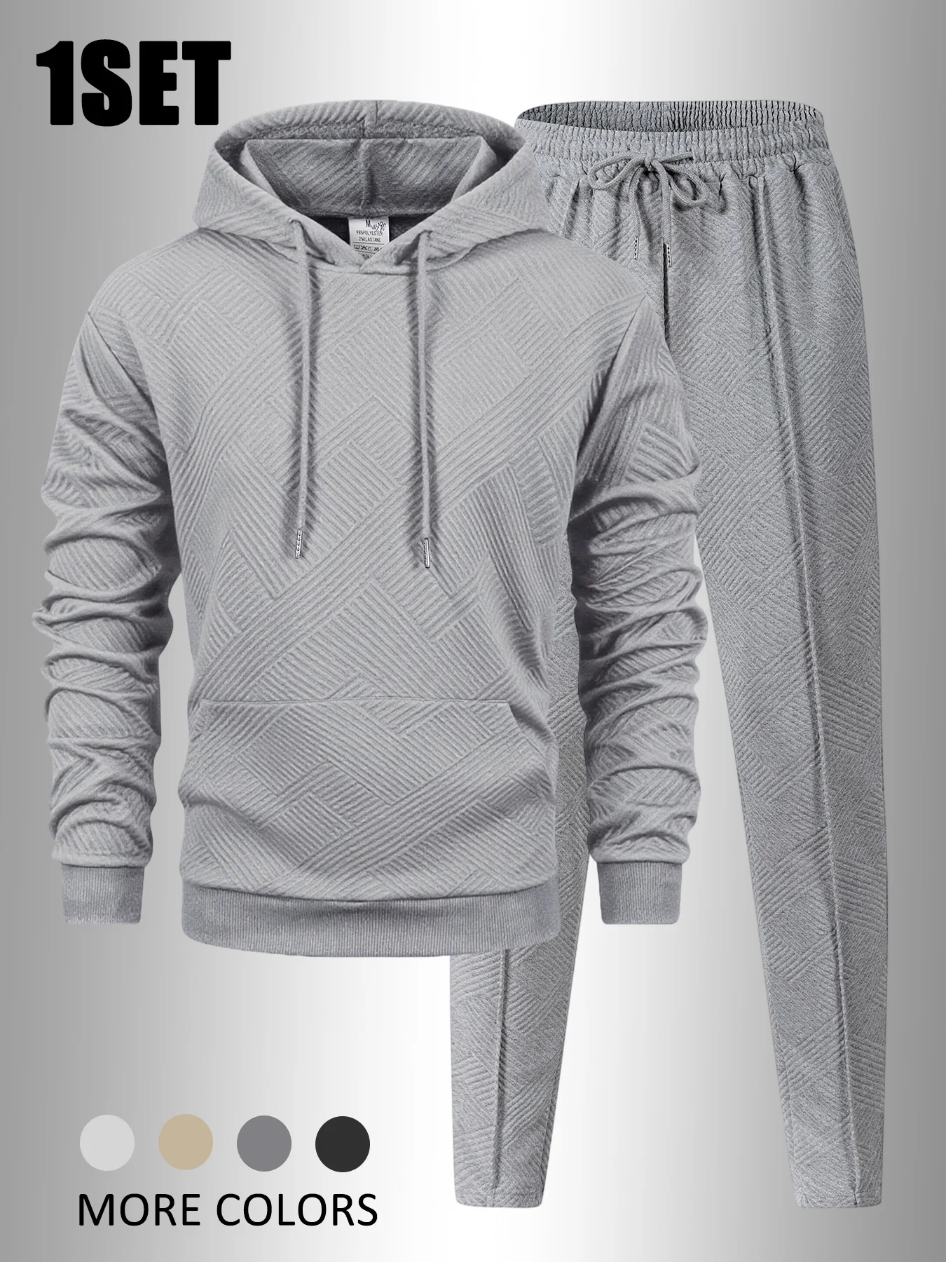 

Men's Autumn and Winter Casual Two-Piece Set Hooded Sweatshirt and Pants with Pockets Regular Fit Jogging Outdoor Sport Suit