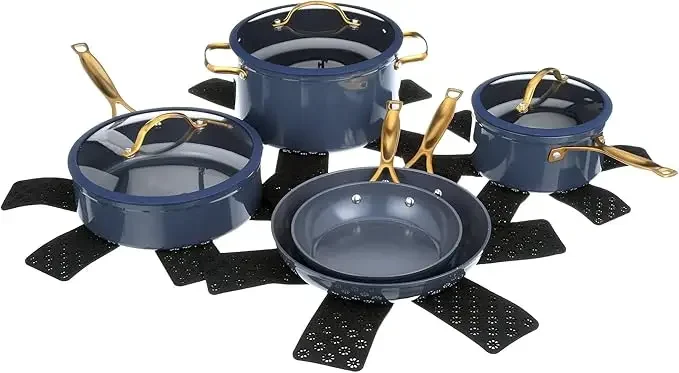 Thyme & Table Non-Stick 12-Piece Signature Cookware Set - Blue