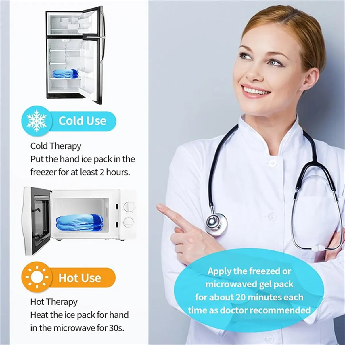 

AIMA Hand Ice Pack Gloves for Pain Relief, 2 Pack Full Cold Therapy Gloves for Chemotherapy Neuropathy, Gel Ice Pack