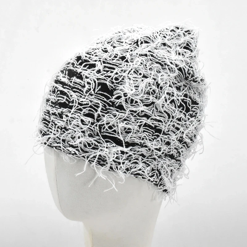 2024 New Hip Hop Balaclava Distressed Knitted Caps Full Face Ski Mask Women Outdoor Camouflage Fuzzy Ski Balaclava Beanies Hat, image 22