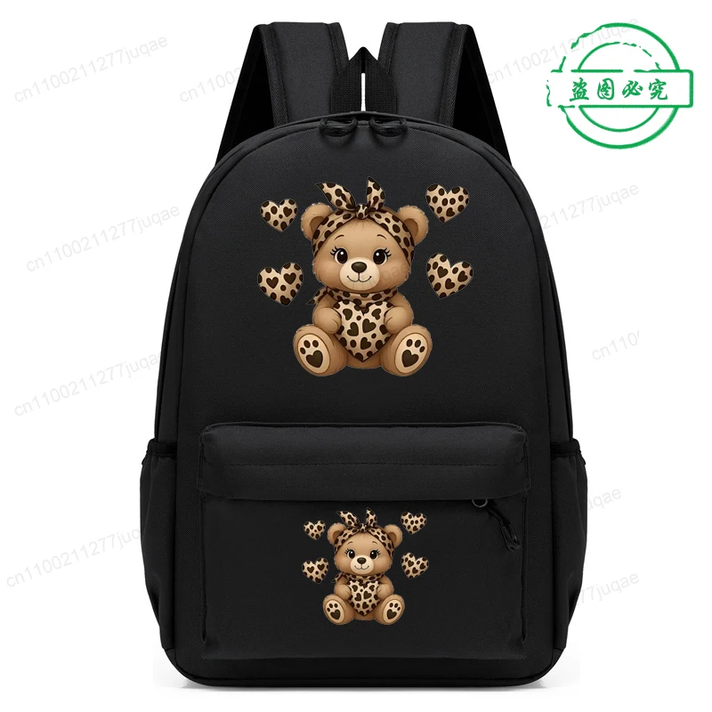 Mochila Infantil Fofa Kawaii de Leopardo e Urso, Mochila Escolar para Jardim de Infância, Esportes ao Ar Livre, Livros, Anime Chibi, Mini Mochila para Meninas