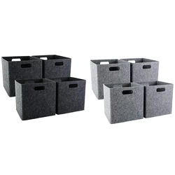 Foldable Storage Squares 4 Pack, Square Storage Bins With Dual Handles, Felt Storage Baskets For Square