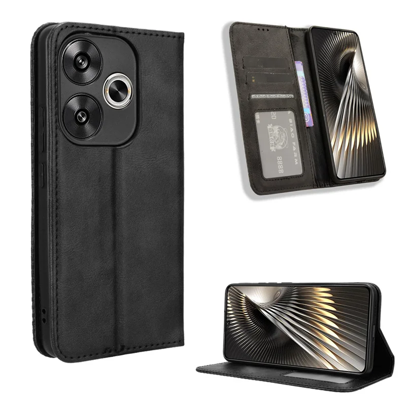 For Xiaomi POCO F6 5G leather retro self-attaching phone case Of For POCO F6 5G case flip magnetic wallet cover