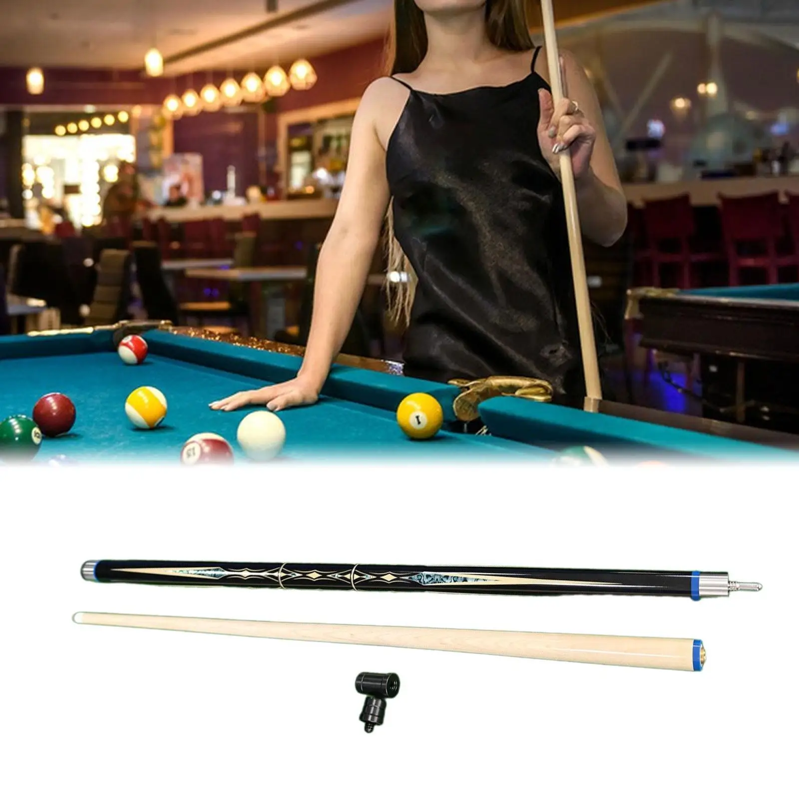 

Pool Cue Stick Nine Ball Segmented 1/2 Split Professional 58" 13mm Tip Billiard Cue Training Competition Game Practice