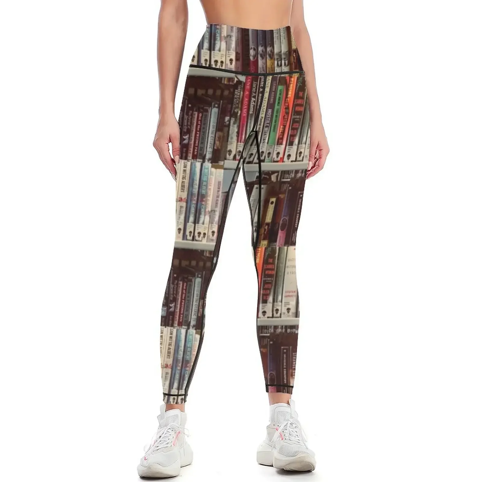 

Mystery novels on a library bookshelf Leggings Jogger pants exercise clothing for harem pants Womens Leggings