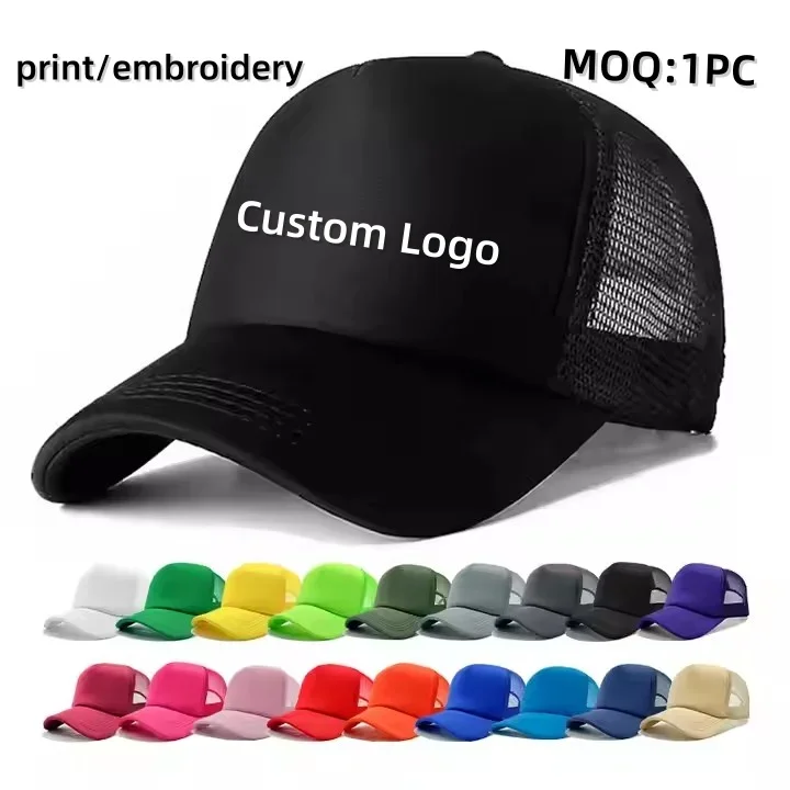 

Unisex 5 Panel Trucker Hat Custom Print Embroidery Logo Summer Outdoor Mesh Foam Baseball Cap for Men & Women